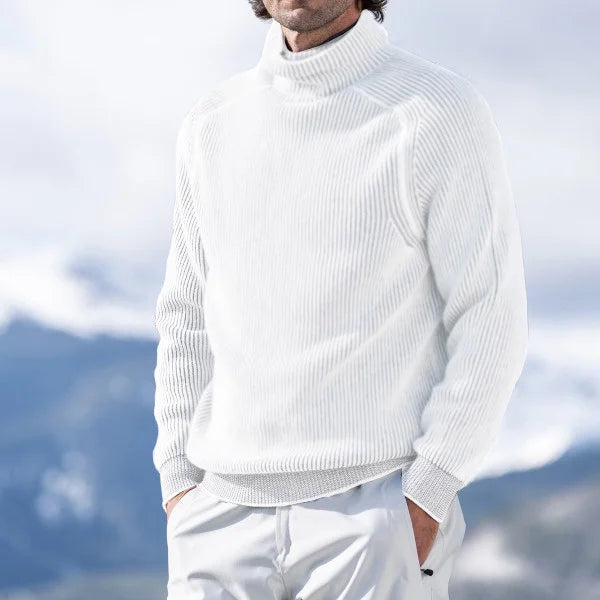 Pullover Men's High Collar Ribbed Design | L&S - 4 - London-stylehouse.com