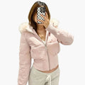 Jacket Women's Cropped Winter Style with Hood | L&S - 1 - London-stylehouse.com