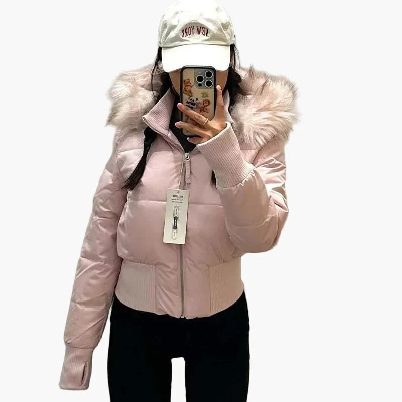 Jacket Women's Cropped Winter Style with Hood | L&S - 3 - London-stylehouse.com