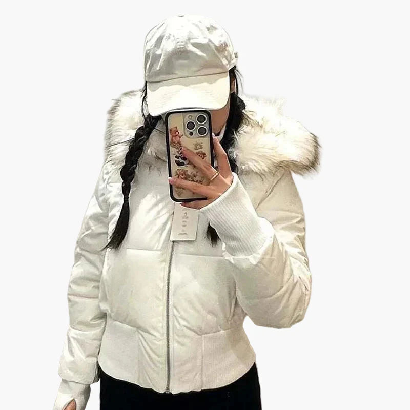 Jacket Women's Cropped Winter Style with Hood | L&S - 5 - London-stylehouse.com