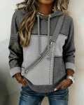 Hoodie Women's Casual Fit with Asymmetrical Zip | L&S - 4 - London-stylehouse.com