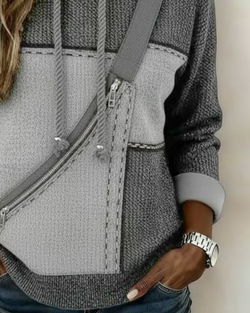 Hoodie Women's Casual Fit with Asymmetrical Zip | L&S - 5 - London-stylehouse.com