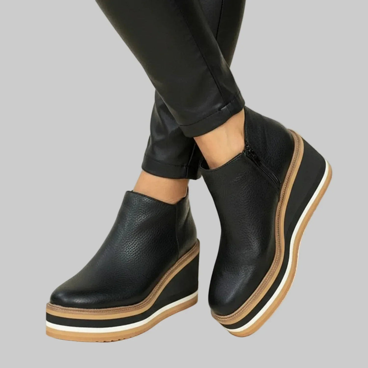 Wedge Ankle Boots Women's with Side Zip and Stylish Design | L&S - 1 - London-stylehouse.com