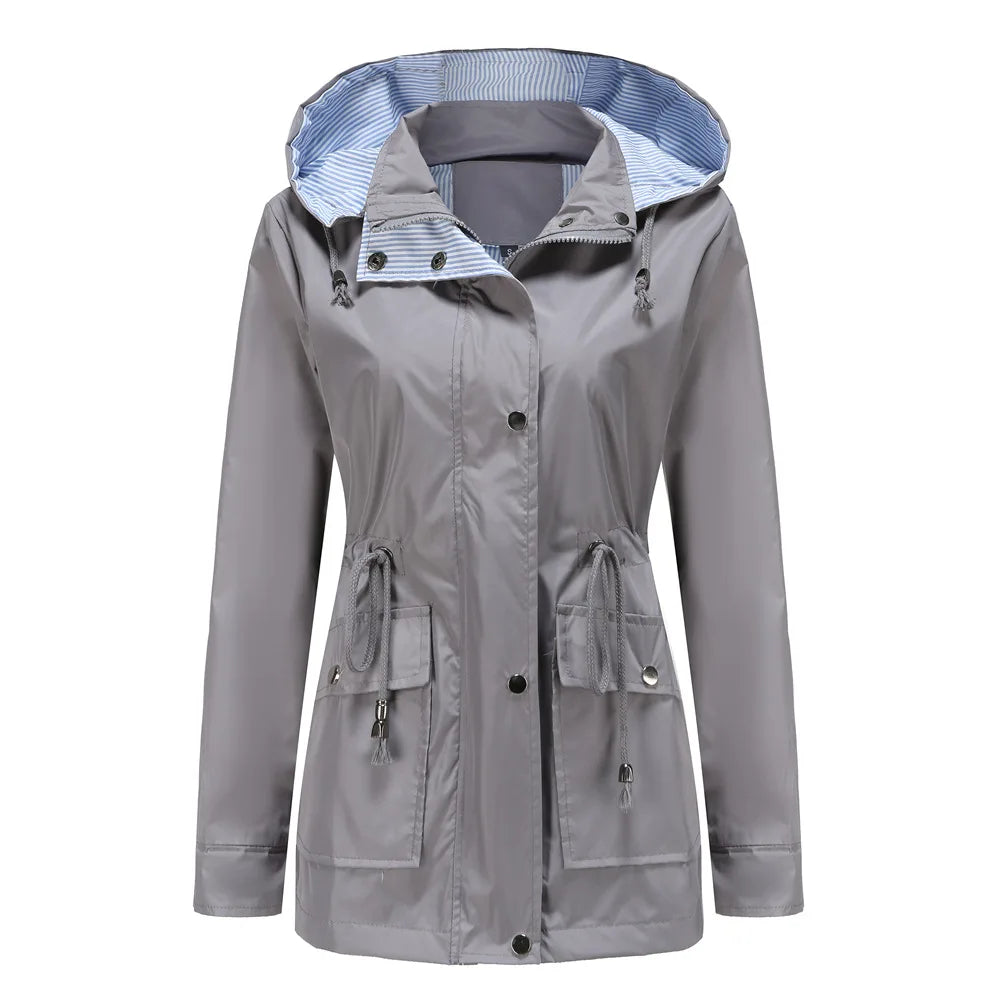 Women's Hooded Jacket with Adjustable Waist | L&S - 1 - London-stylehouse.com