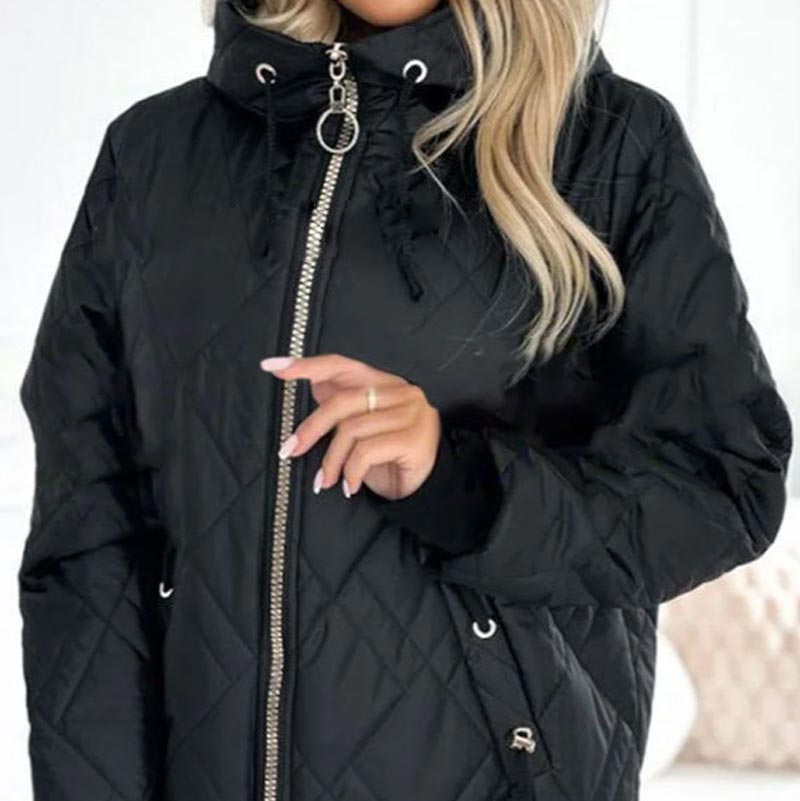 Women's Quilted Hooded Jacket with Zip Closure | L&S - 7 - London-stylehouse.com