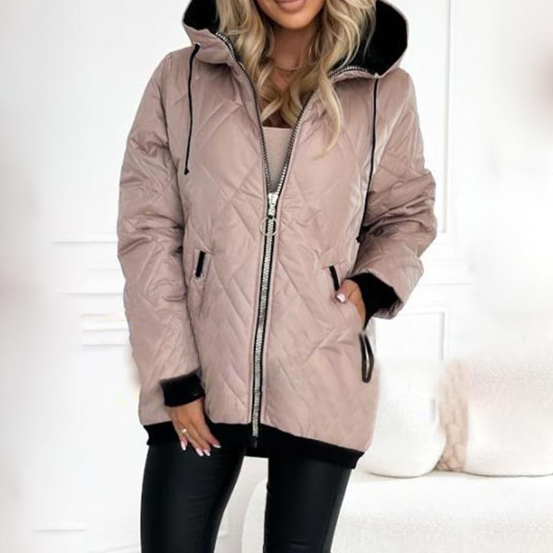 Women's Quilted Hooded Jacket with Zip Closure | L&S - 9 - London-stylehouse.com