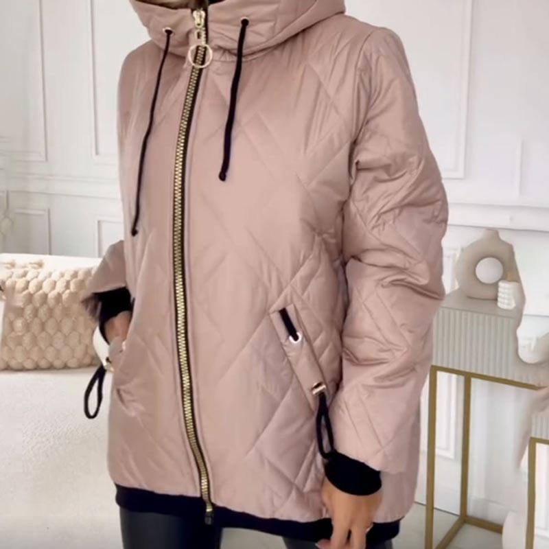 Women's Quilted Hooded Jacket with Zip Closure | L&S - 10 - London-stylehouse.com