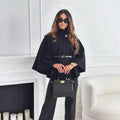 Blazer Women's Cape Style with Belted Waist | L&S - 4 - London-stylehouse.com