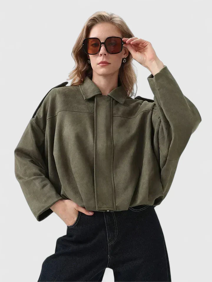 Jacket Women's Boxy Fit with Button Detail | L&S - 1 - London-stylehouse.com