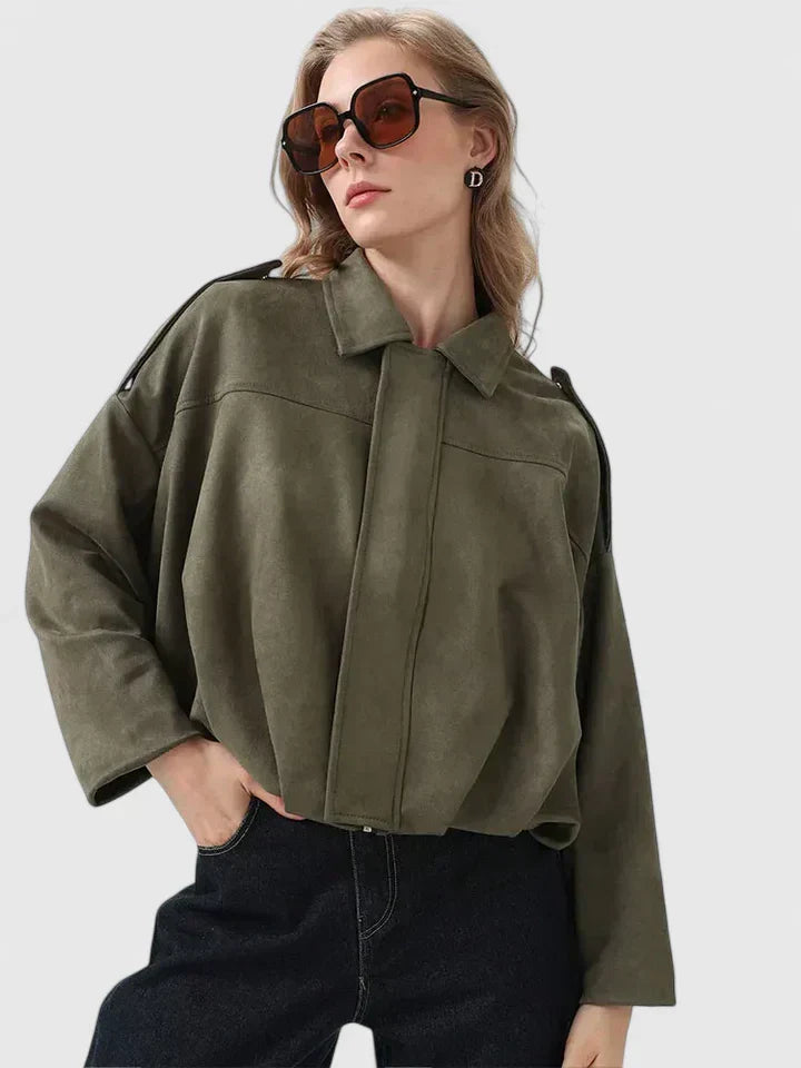 Jacket Women's Boxy Fit with Button Detail | L&S - 5 - London-stylehouse.com