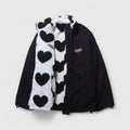 Women's Heart Print Jacket with High Collar and Zip Closure | L&S - 15 - London-stylehouse.com