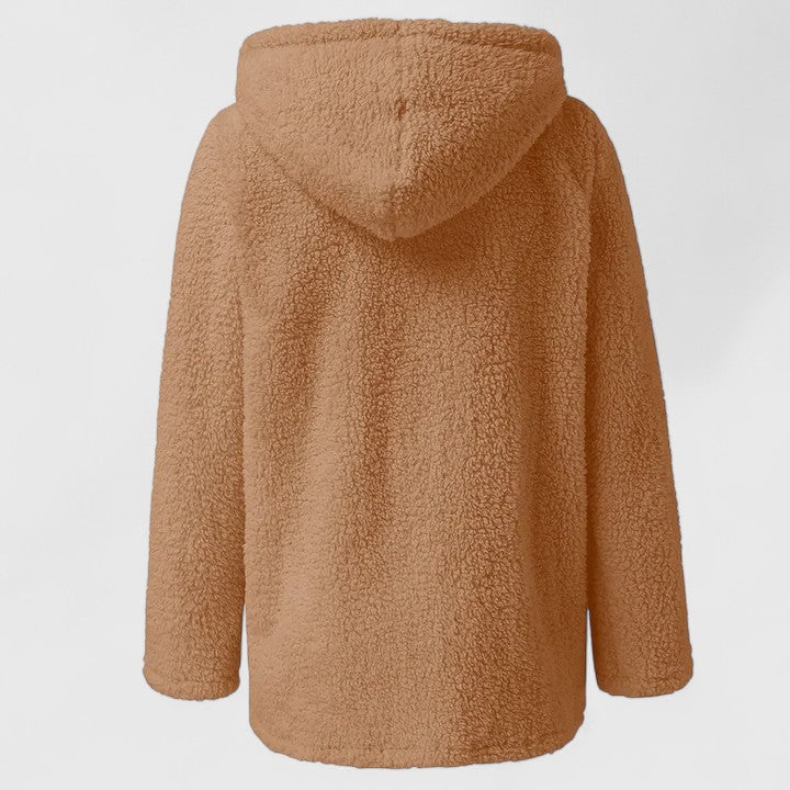 Women's Fluffy Hooded Jacket with Relaxed Fit | L&S - 4 - London-stylehouse.com