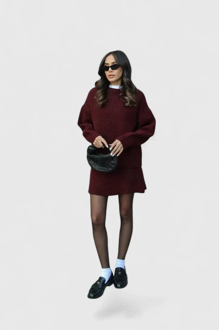 Women's Relaxed Knit Sweater and Skirt Set | L&S - 5 - London-stylehouse.com