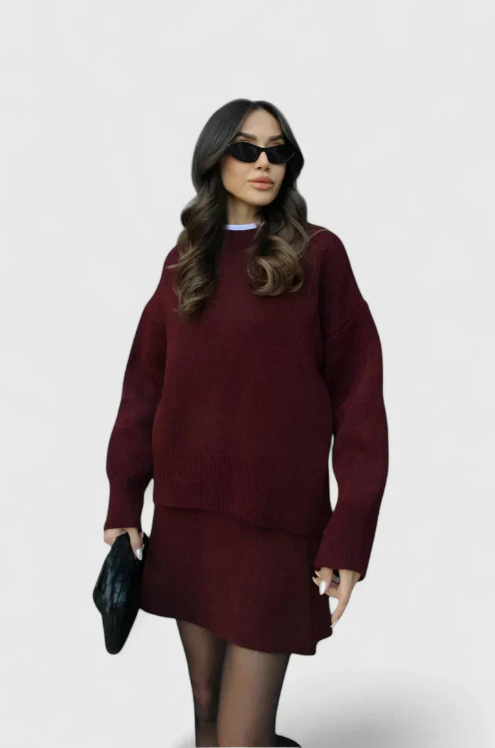 Women's Relaxed Knit Sweater and Skirt Set | L&S - 6 - London-stylehouse.com