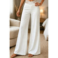 Wide Leg Trousers Women's with Cut-Out Waist Detail | L&S - 1 - London-stylehouse.com