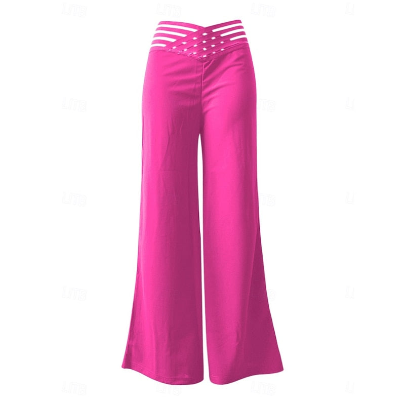 Wide Leg Trousers Women's with Cut-Out Waist Detail | L&S - 7 - London-stylehouse.com