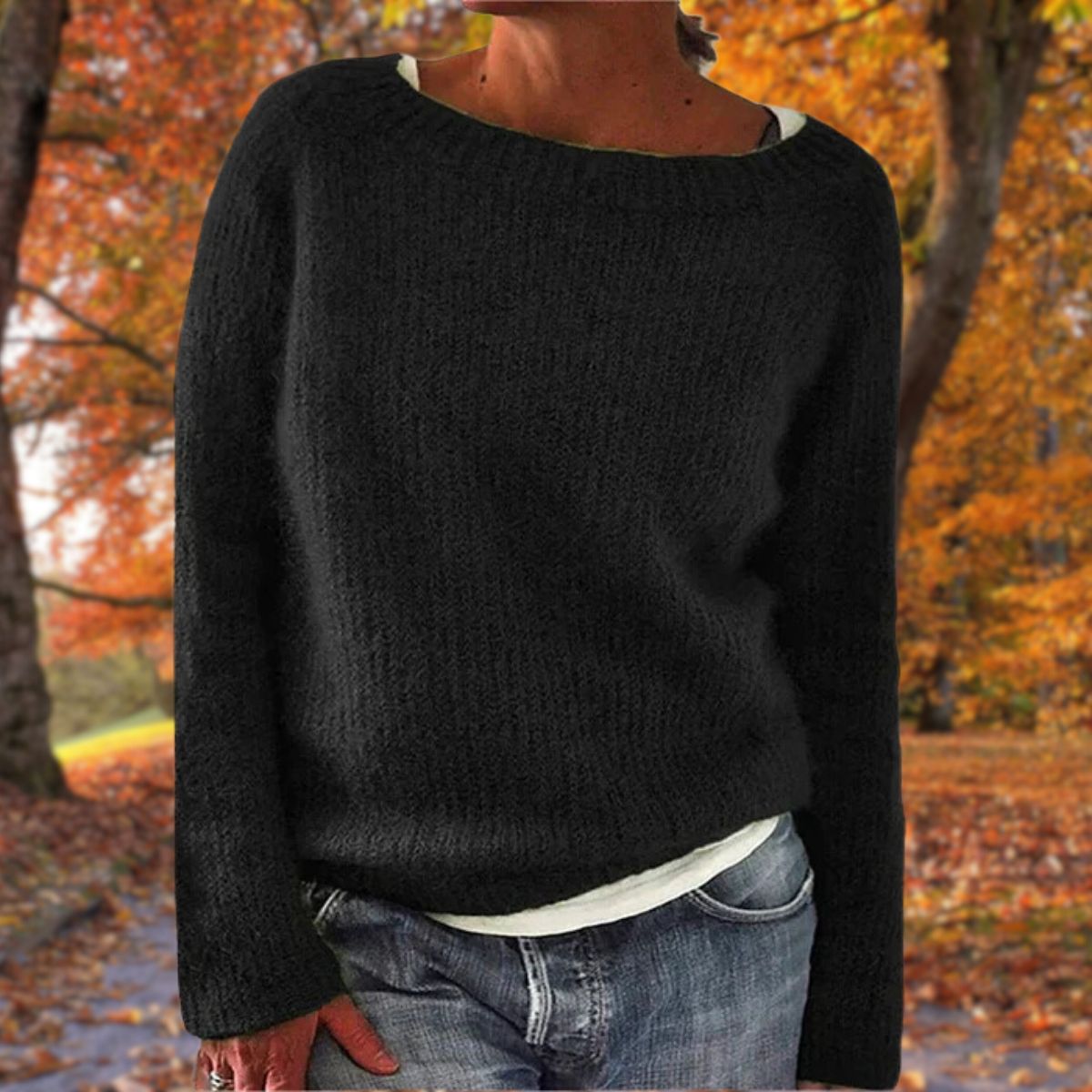 Pullover Women's Relaxed Fit with Oversized Neckline | L&S - 2 - London-stylehouse.com