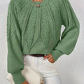 Pullover Women's Relaxed Fit with Cable Knit Design | L&S - 1 - London-stylehouse.com