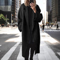 Oversized Women's Coat with Double-Breasted Front and Spacious Sleeves | L&S - 2 - London-stylehouse.com
