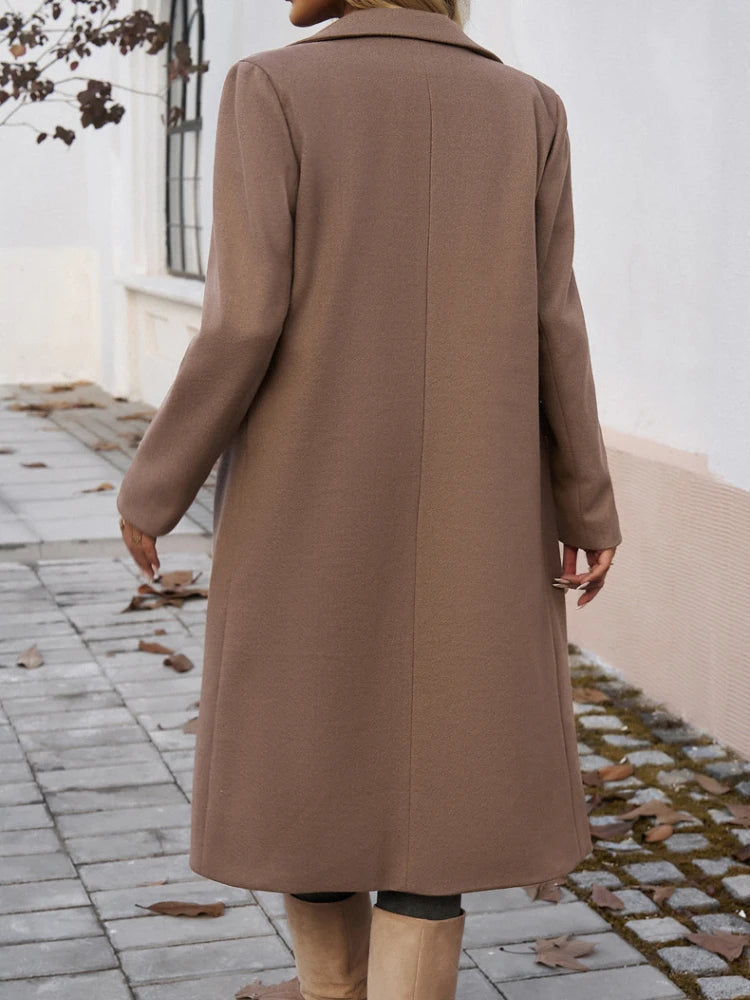 Women's Tailored Coat with Notched Collar and Button Fastening | L&S - 3 - London-stylehouse.com
