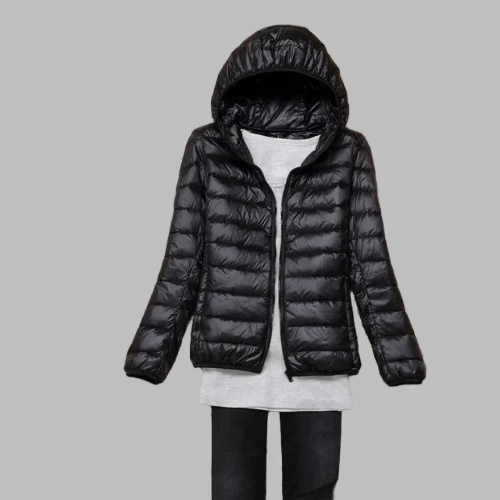 Padded Jacket Women's Lightweight Hooded Zip-Up | L&S - 1 - London-stylehouse.com