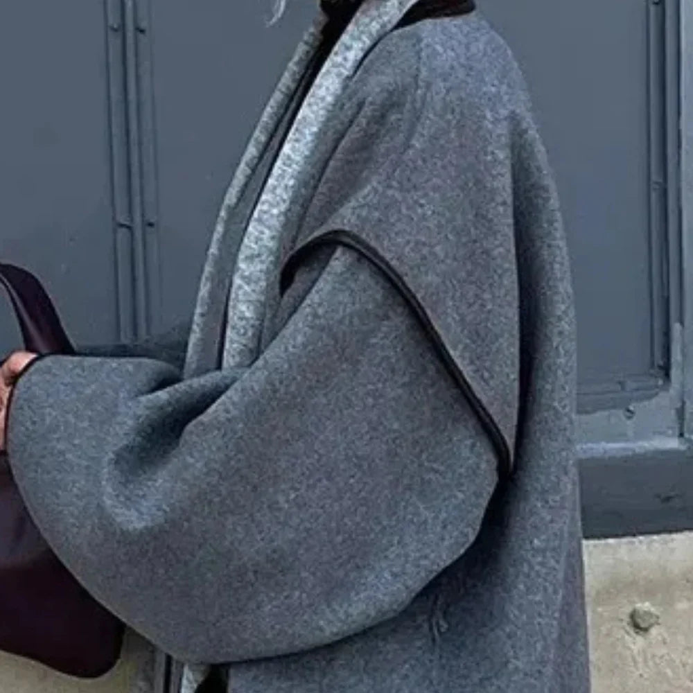Women's Wrap Jacket with Wide Sleeves and Tie Belt | L&S - 4 - London-stylehouse.com
