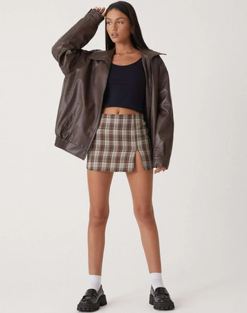 Women's Oversized Leather Jacket with Broad Collar and Casual Fit | L&S - 3 - London-stylehouse.com