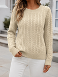 Pullover Women's Cable Knit Sweater with Round Neck | L&S - 1 - London-stylehouse.com