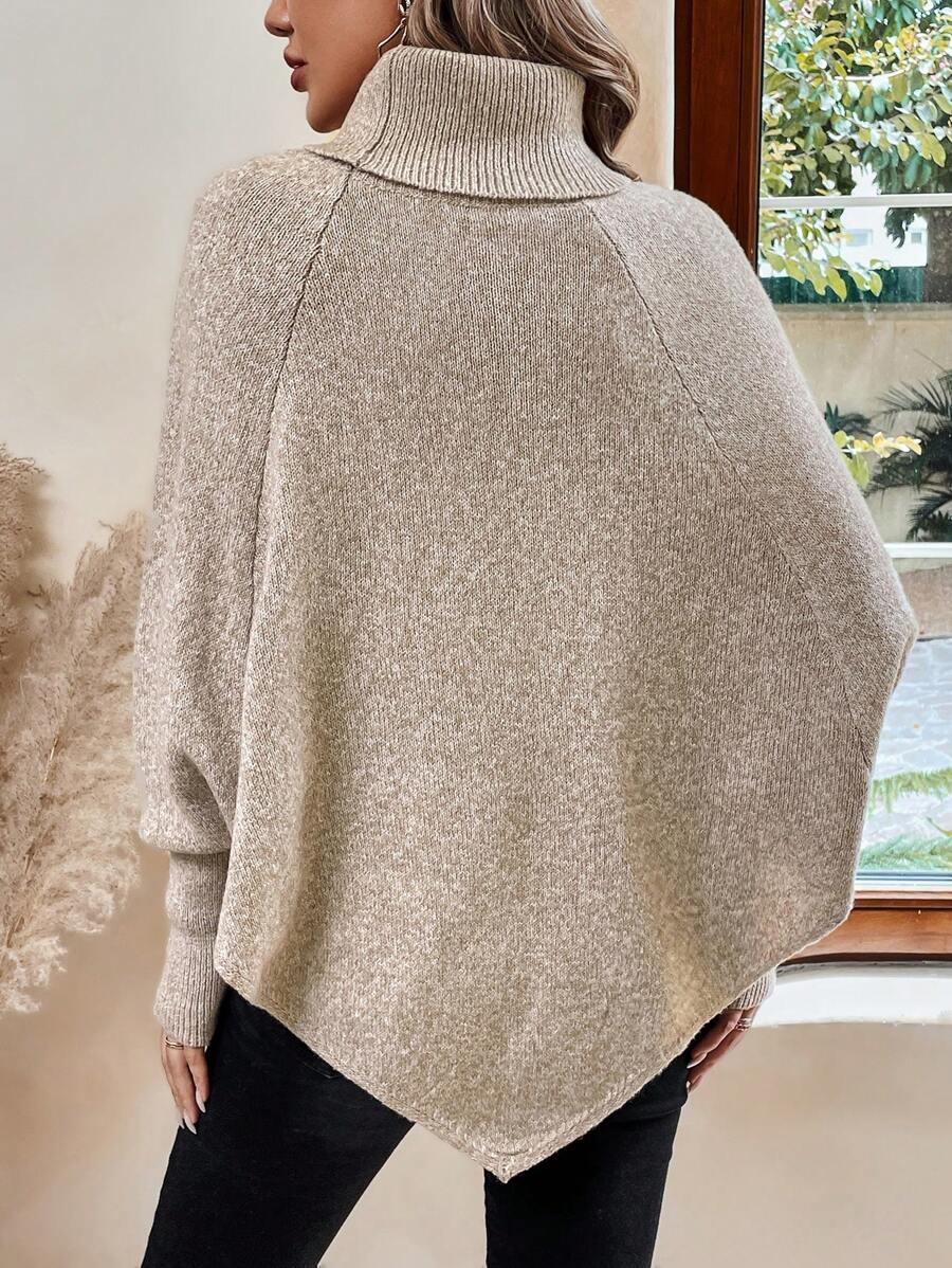 Pullover Women's Oversized Knit with Stand-Up Collar & Button Detail | L&S - 7 - London-stylehouse.com