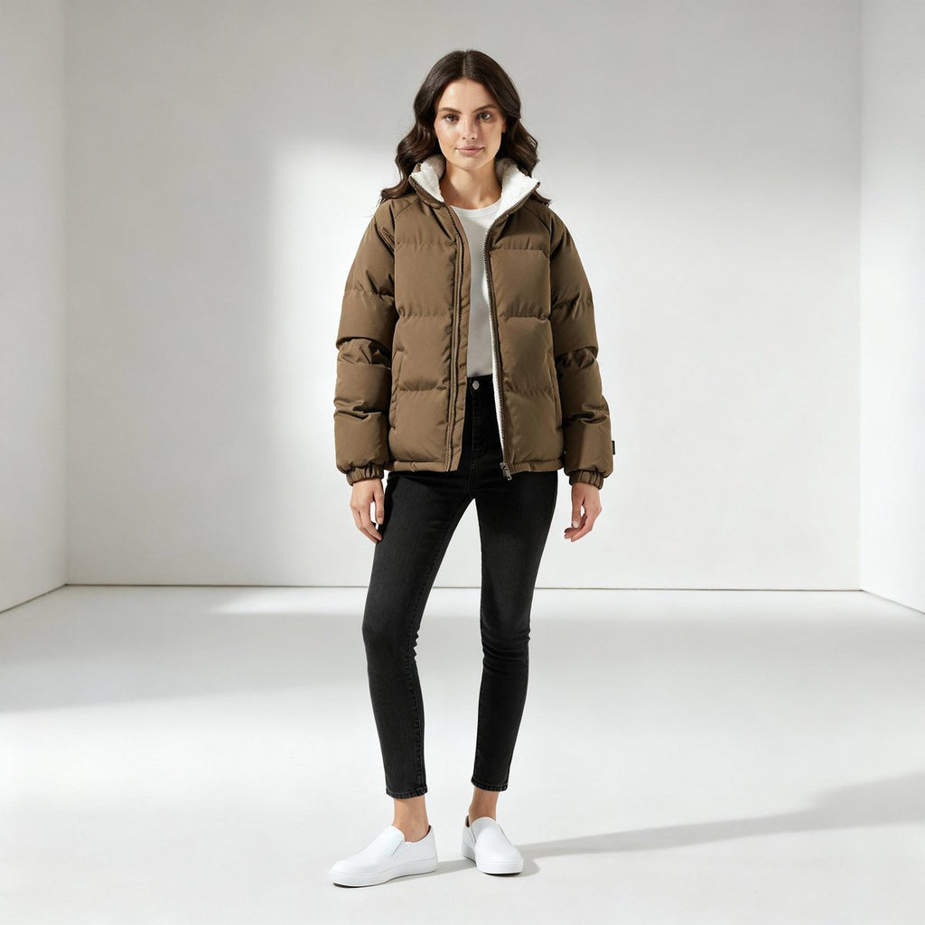 Puffer Jacket Women's with Hood and Soft Lining | L&S - 6 - London-stylehouse.com