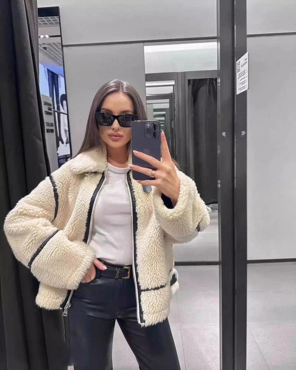 Women's Teddy Jacket with Oversized Fit + Distinctive Accents | L&S - 3 - London-stylehouse.com