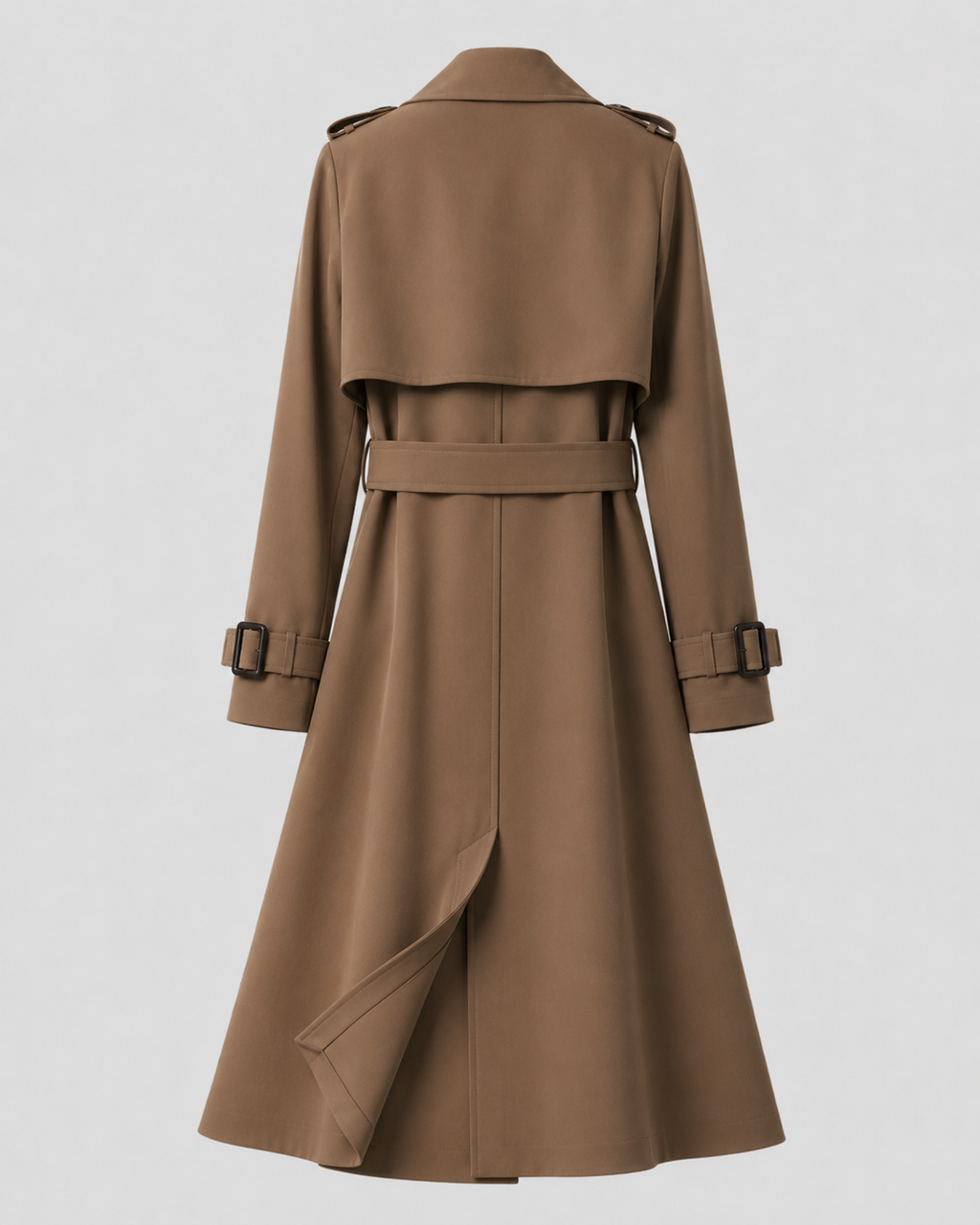 Trench Coat Women's Double-Breasted Design with Belted Waist | L&S - 6 - London-stylehouse.com