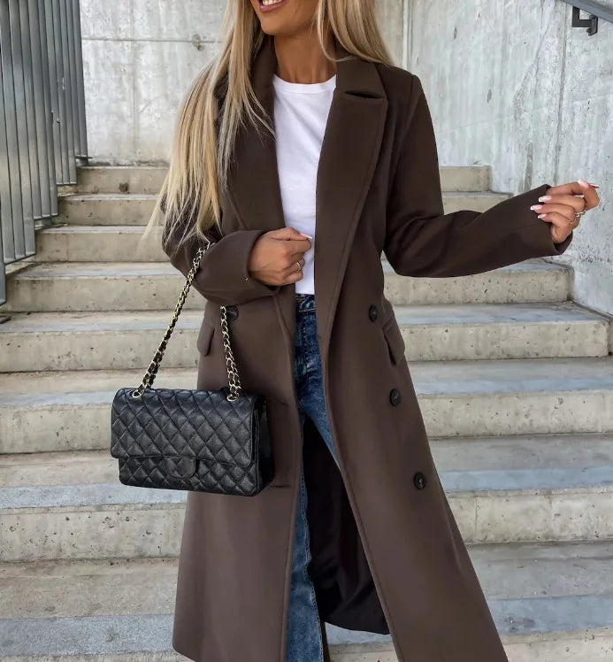 Coat Women's Tailored Double-Breasted Design with Flattering Fit | L&S - 3 - London-stylehouse.com