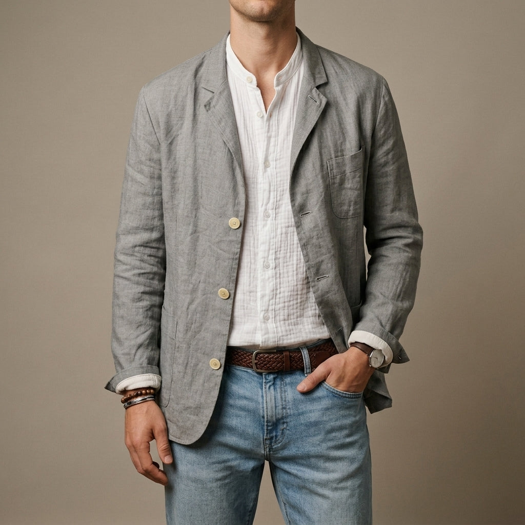 Blazer Men's Relaxed Fit with Stylish Detailing | L&S - 2 - London-stylehouse.com