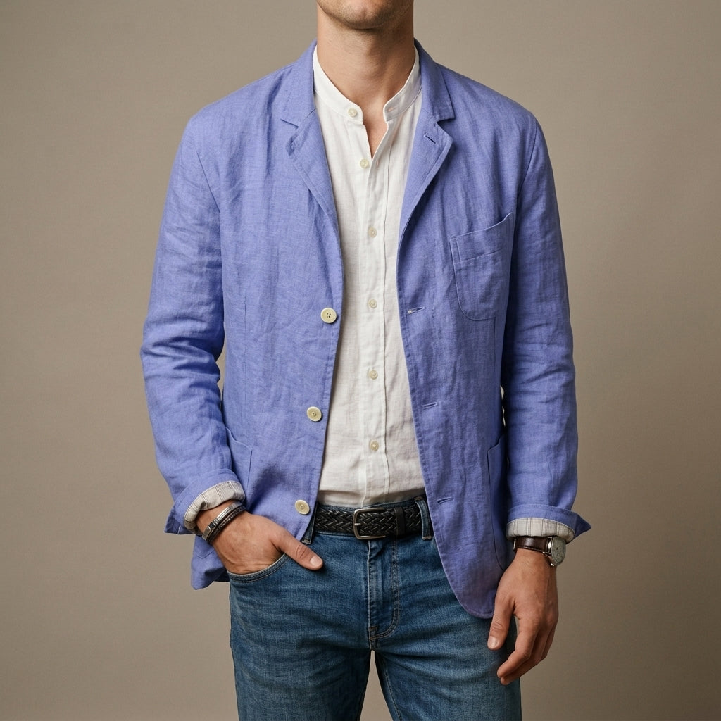 Blazer Men's Relaxed Fit with Stylish Detailing | L&S - 3 - London-stylehouse.com