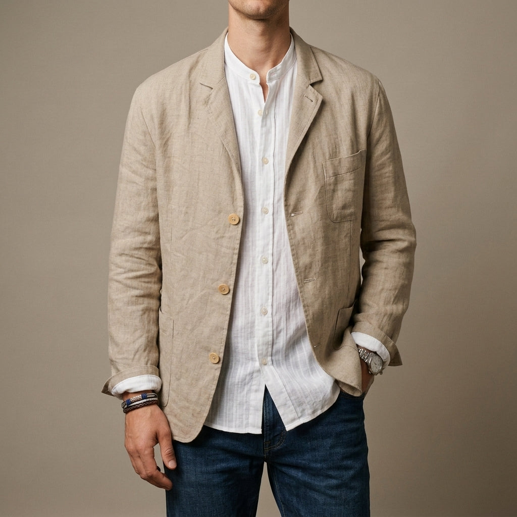 Blazer Men's Relaxed Fit with Stylish Detailing | L&S - 4 - London-stylehouse.com