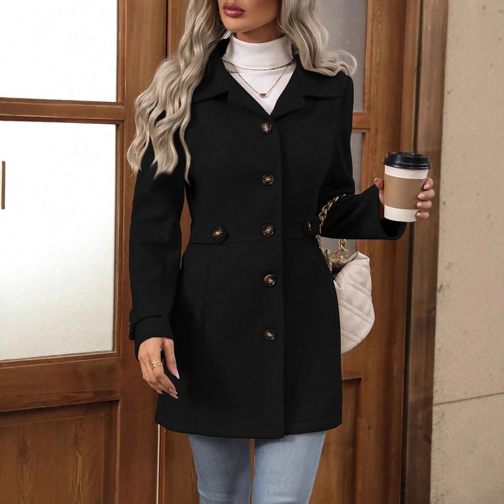 Women's Tailored Coat with Button Detail | L&S - 3 - London-stylehouse.com