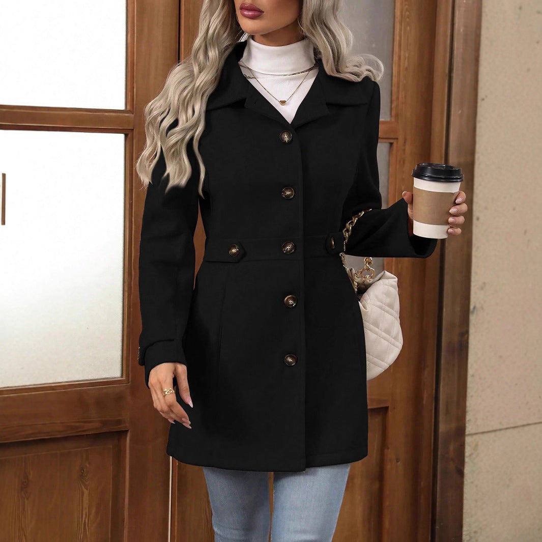 Women's Tailored Coat with Button Detail | L&S - 3 - London-stylehouse.com
