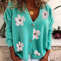 Cardigan Women’s V-Neck Floral Design with Button Closure | L&S - 1 - London-stylehouse.com