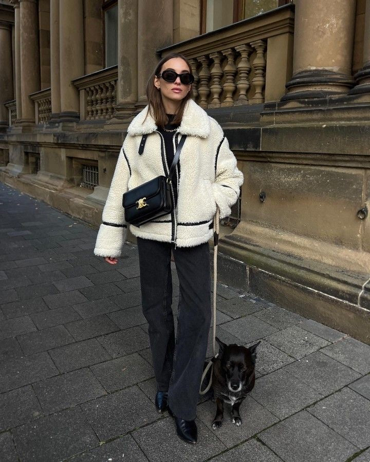 Jacket Women's Oversized Fit with Chic Contrast Trim | L&S - 3 - London-stylehouse.com