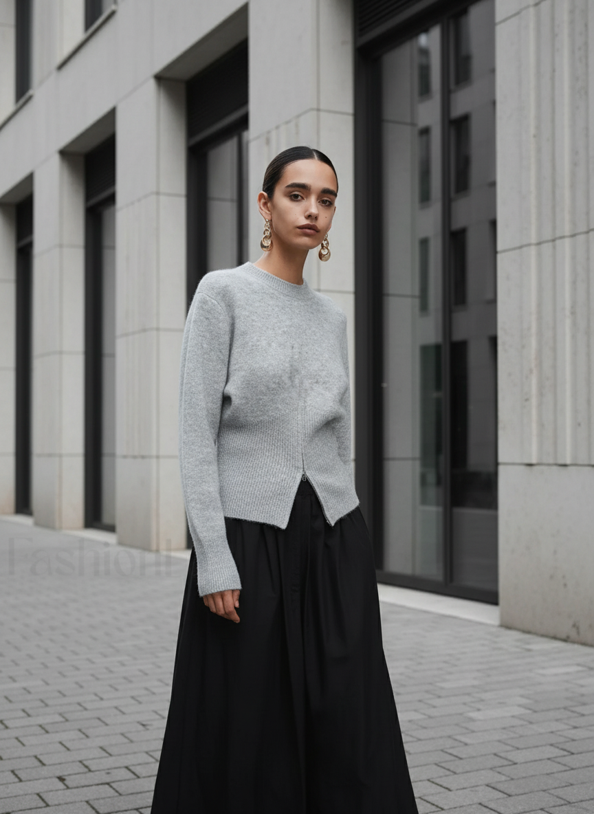 Pullover Women's Relaxed Fit with Unique Hem Detail | L&S - 2 - London-stylehouse.com