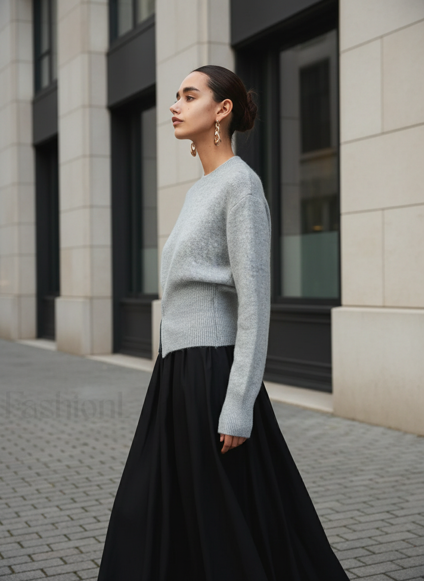 Pullover Women's Relaxed Fit with Unique Hem Detail | L&S - 3 - London-stylehouse.com