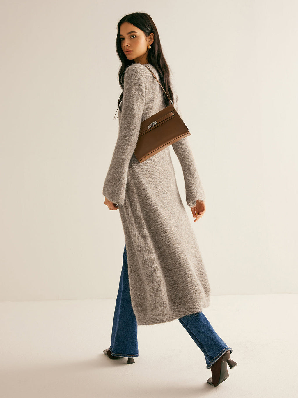Cardigan Women's Longline V-Neck with Button Details | L&S - 2 - London-stylehouse.com