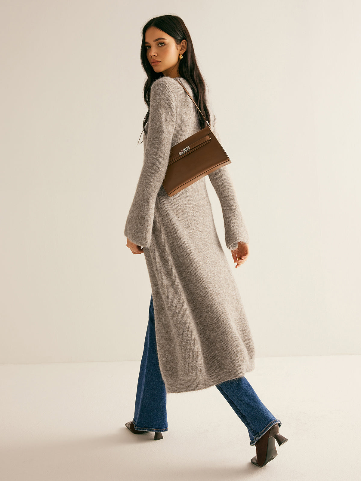 Cardigan Women's Longline V-Neck with Button Details | L&S - 2 - London-stylehouse.com