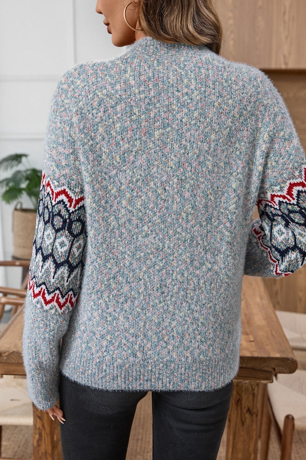 Pullover Women's Relaxed Fit with Geometric Pattern | L&S - 6 - London-stylehouse.com