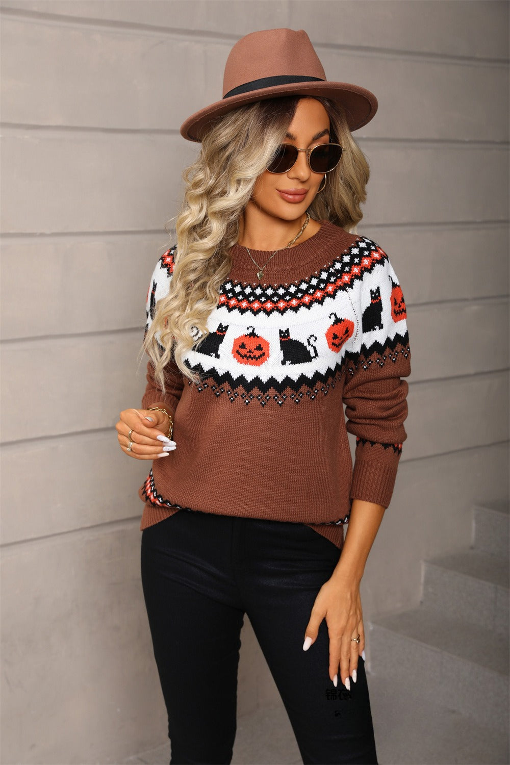 Pullover Women's Halloween Design with Cat Motif | L&S - 6 - London-stylehouse.com