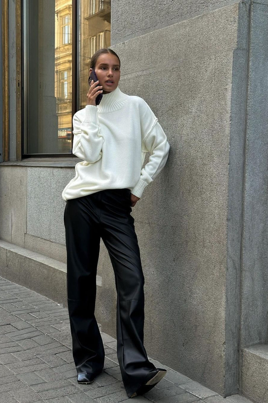 Pullover Women's Relaxed Fit with Chic High Neck | L&S - 7 - London-stylehouse.com
