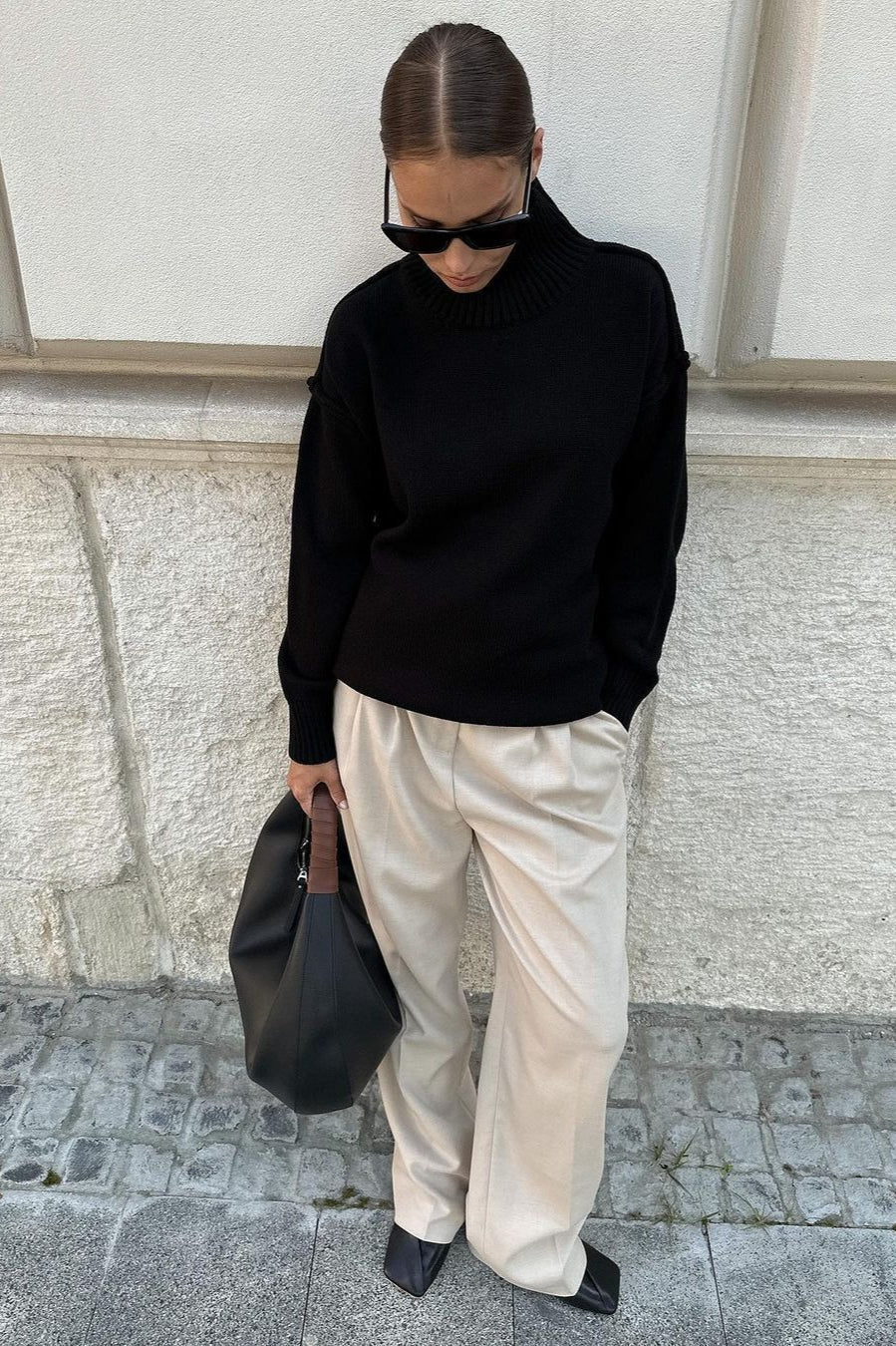 Pullover Women's Relaxed Fit with Chic High Neck | L&S - 9 - London-stylehouse.com