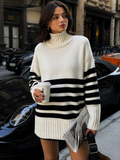 Pullover Women's High Neck with Striped Design & Relaxed Fit | L&S - 1 - London-stylehouse.com