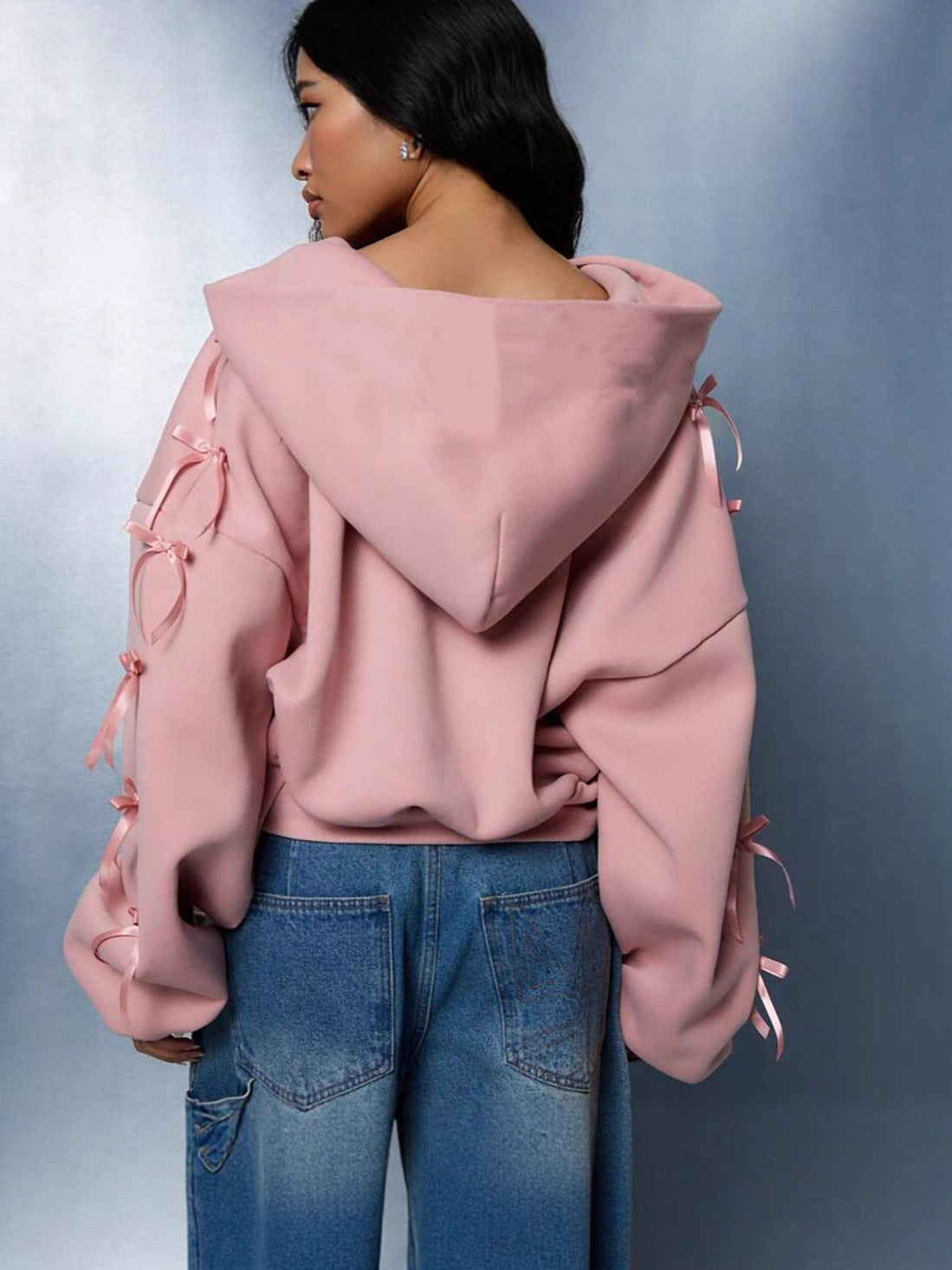 Hoodie Women's Relaxed Fit with Ruffle Accents | L&S - 2 - London-stylehouse.com